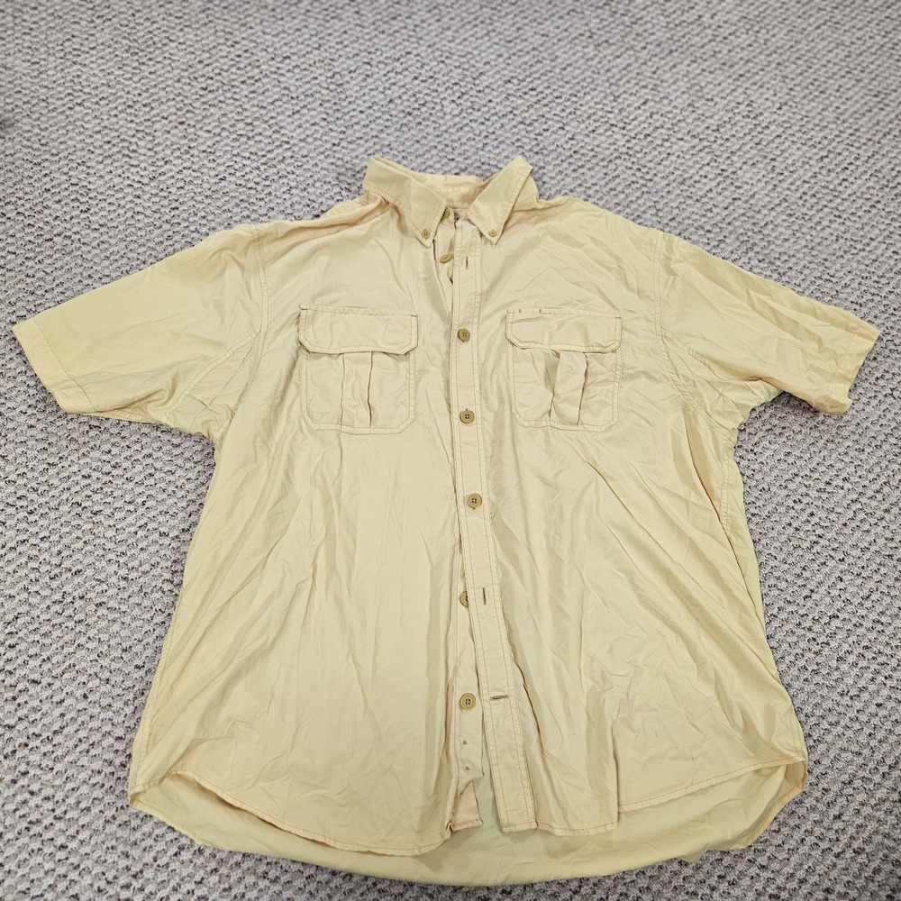 Duluth Trading Shirt Men 2XL Short Sleeve Yellow Outdoors‎ Camping Nylon Gorp